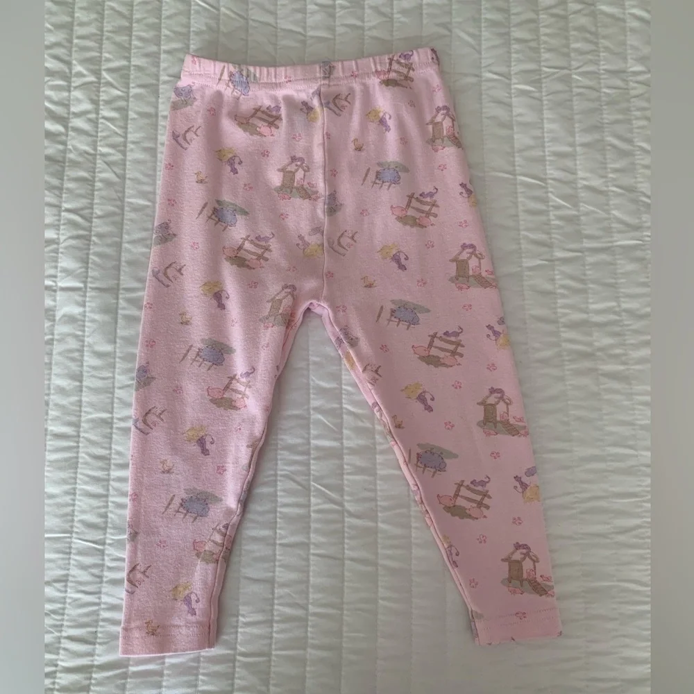 Vintage OshKosh Farmyard Pajama Bottoms Girls Size 24M Pink Snug Fitting Pants